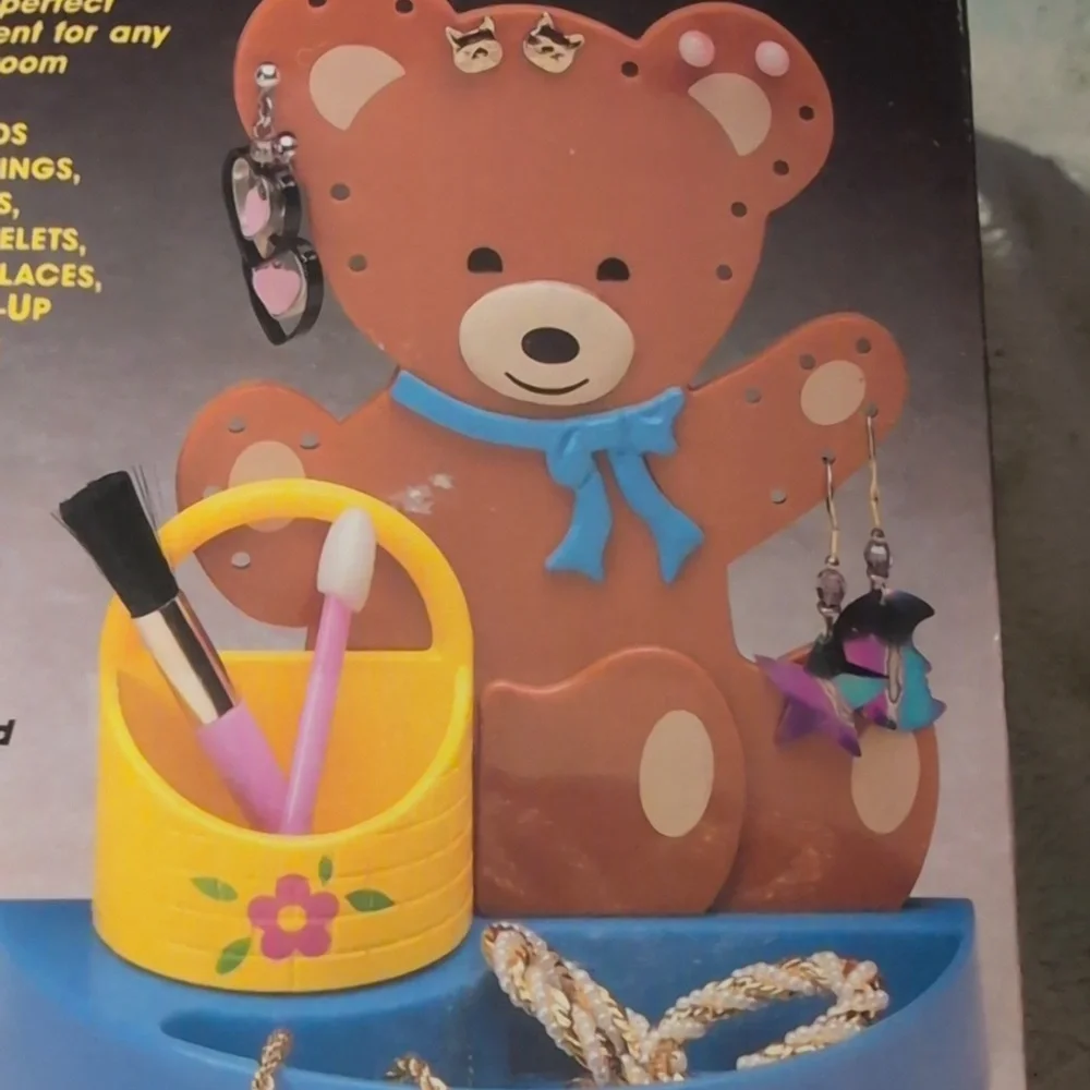 80s 90s Vintage Little‎ Teddy Jewelry Center Plastic Organizer Kawaii NIP Rare